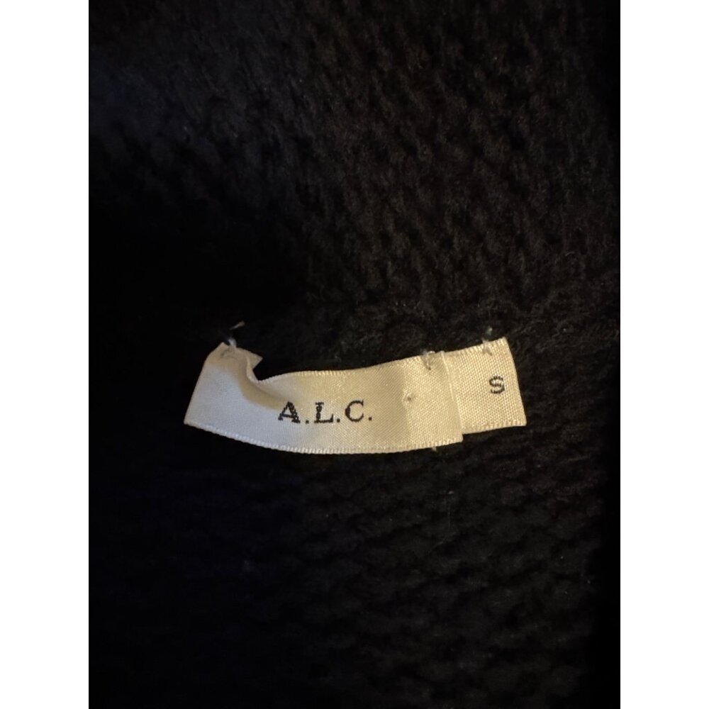 A.L.C. Black Long Wool Blend Open Front Cardigan Coatigan Pockets S Minimalist - Picture 3 of 8